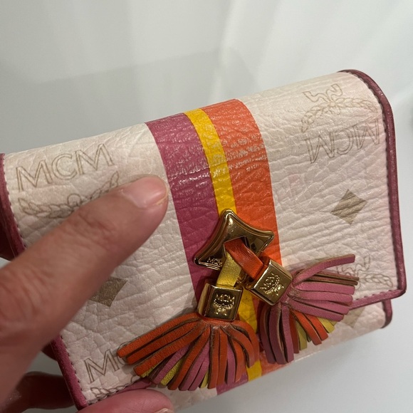 MCM White Visetos Small Trifold Wallet - Picture 6 of 14